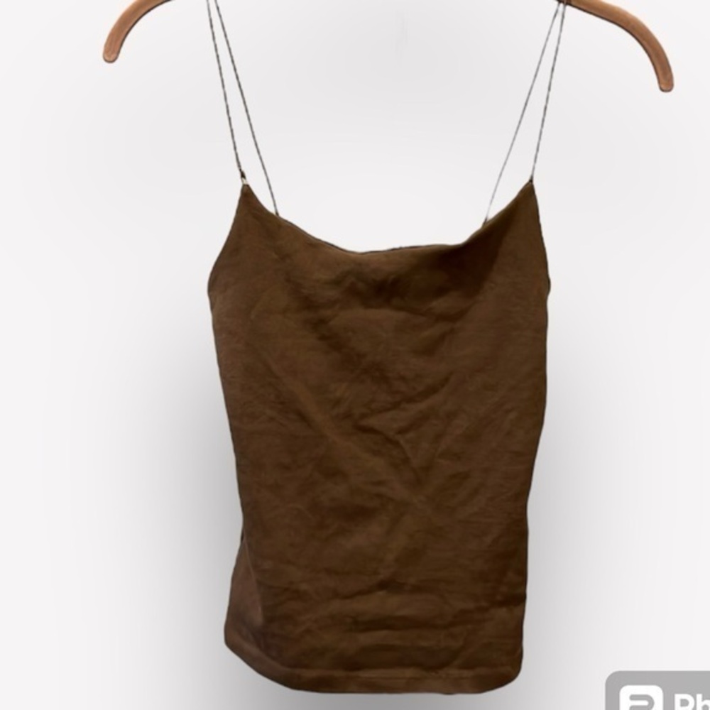 😾🍕🐠Zara tank top brown spaghetti straps medium stretch CLOSEOUT